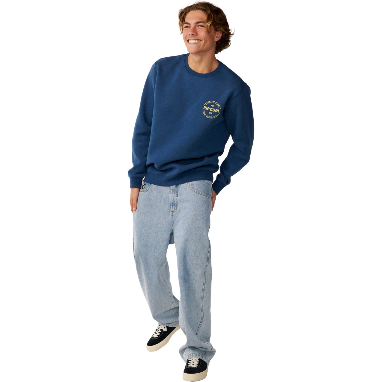 2026 Rip Curl Da Uomo Maglia Crew Sweatshirt 0CEMFL - Light Navy